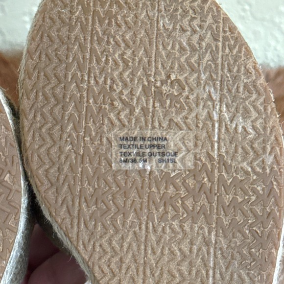 NEW Michael Kors 8 Maxwell Mid Platform Wedge Sandals Gold Espadrille Boho Wrap - Picture 8 of 9